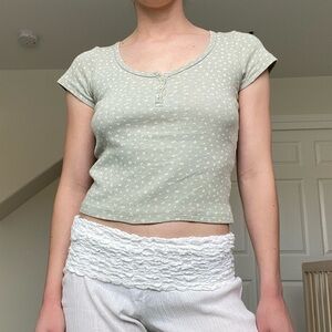Brandy Melville sage floral crop top